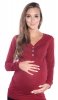 MijaCulture – 2 in 1 Maternity & Nursing Comfortable Long Sleeve Shirt Blouse 3079/M08 Burgundy